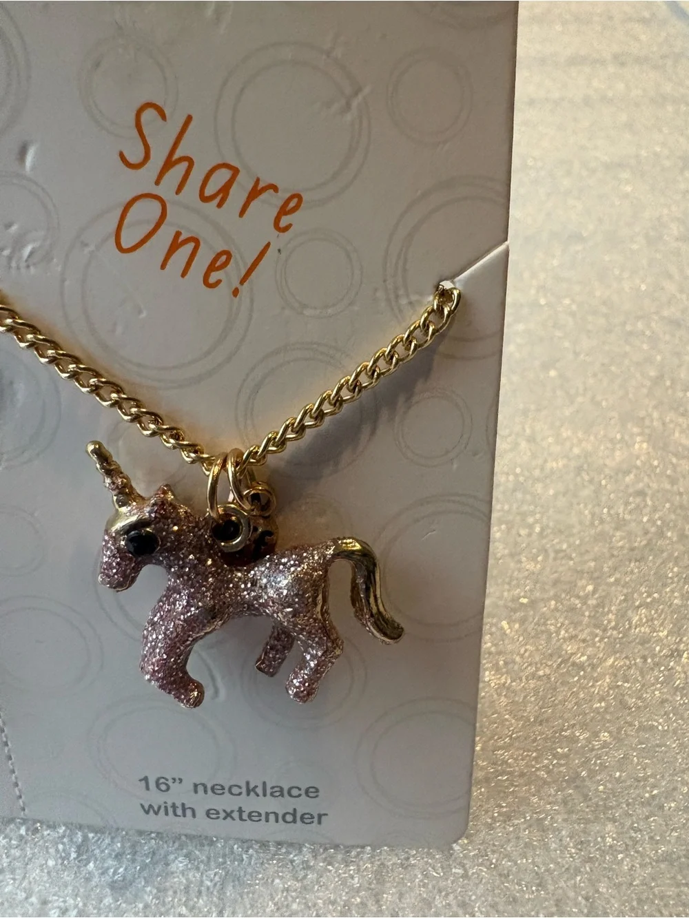 wonder nation Gold-Chain Unicorn Necklace Set with Silver & Pink Glitter Charms